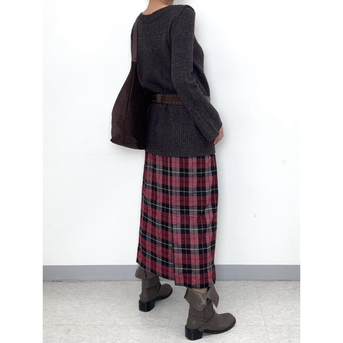 빈티지 체크 스커트 상품이미지3