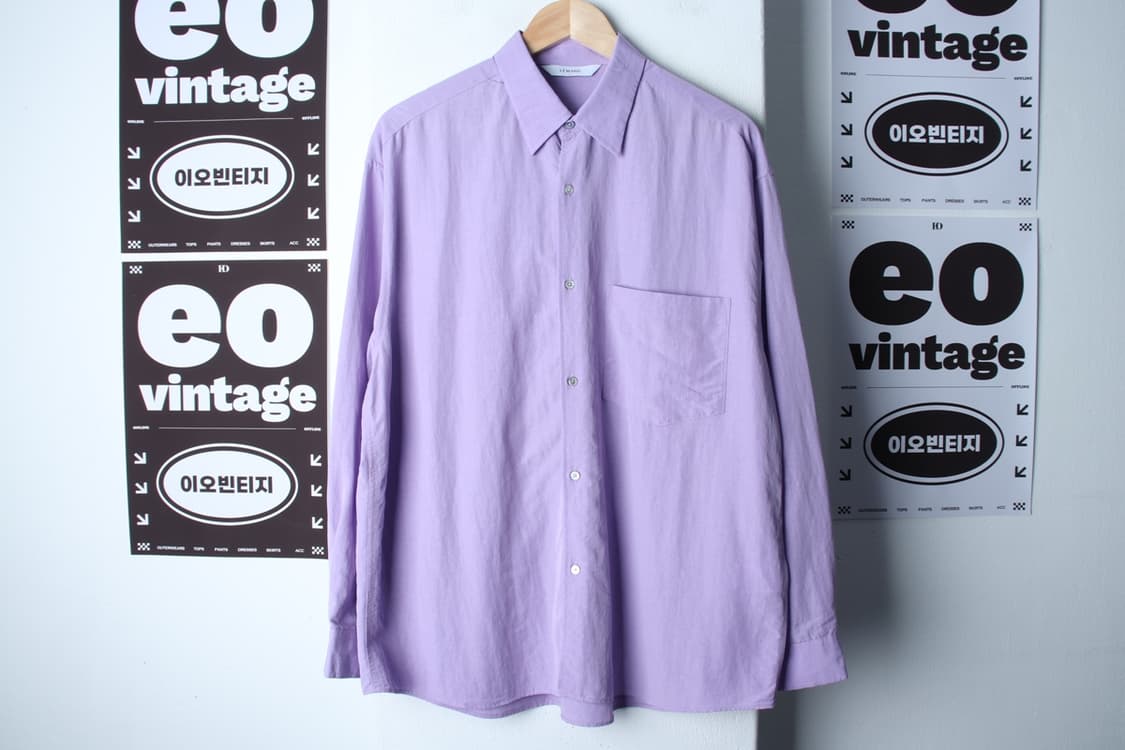 (XL-2XL) 르마드 셔츠 남방 퍼플 무지 얇은소재-H32637 상품이미지2