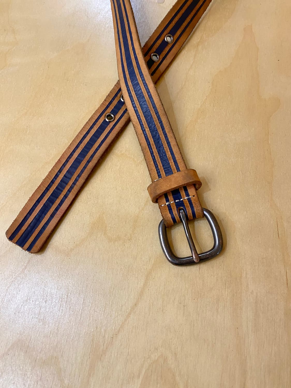VTG stripe leather belt 미국빈티지 스트라이프 벨트 상품이미지3