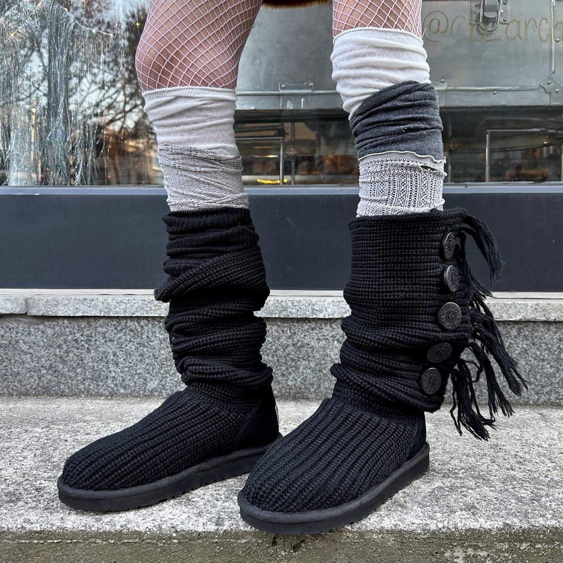 00s 레어 단추 5개 프린지 카디 어그 부츠 상품이미지4