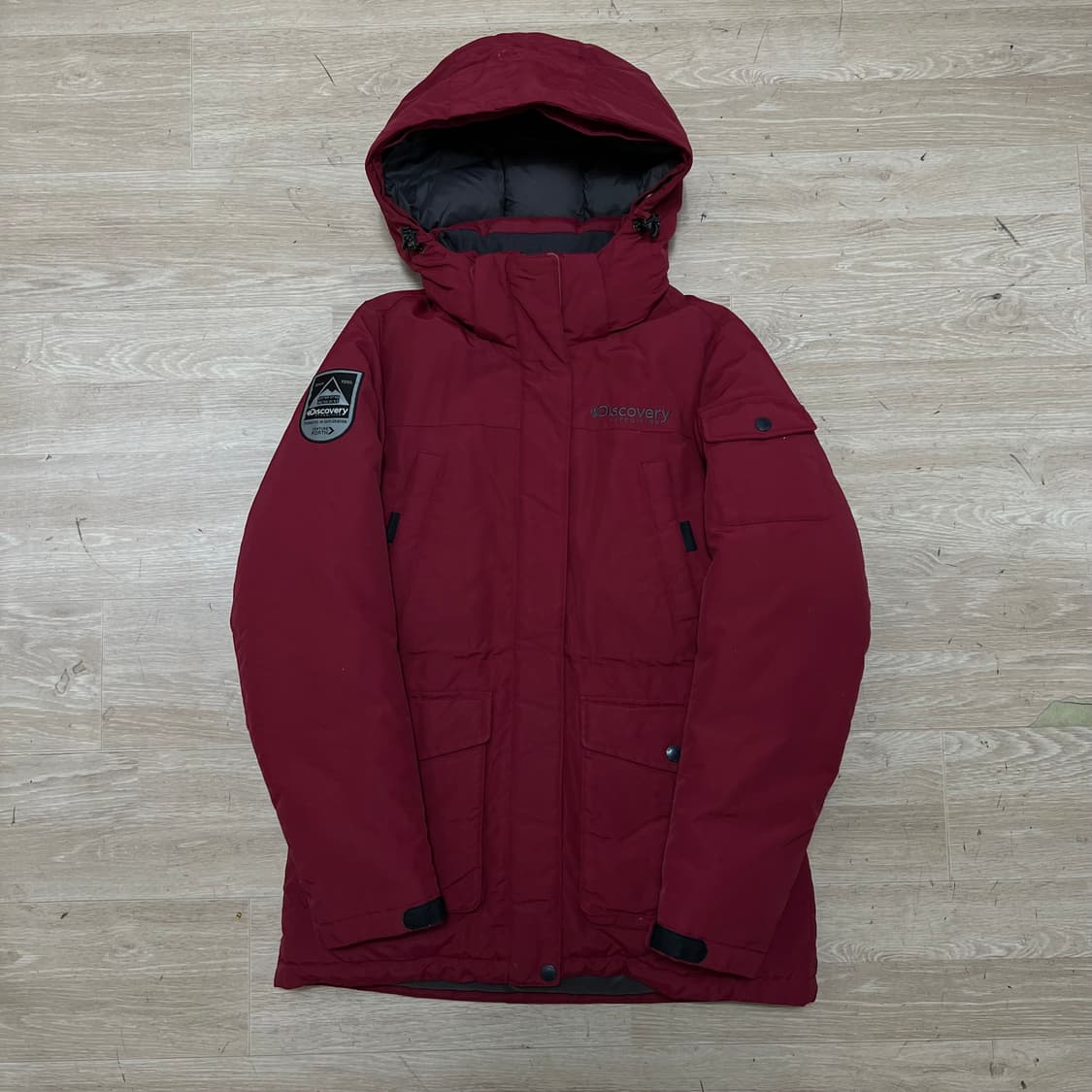디스커버리 여성 구스다운 후드 사파리 패딩 점퍼 [와인] S/90 상품이미지1