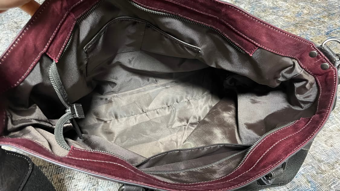 JPN 00s 일본 빈티지 Art Berg Y2K 도쿄 투톤 레더 토트백 상품이미지9