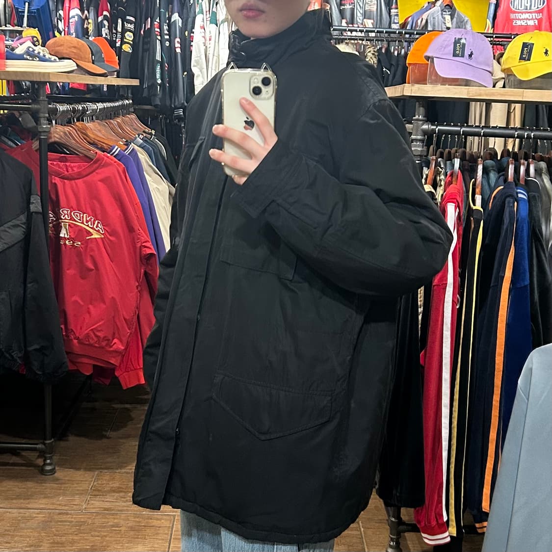 [HI] 폴로 하프 패딩 블랙 상품이미지4