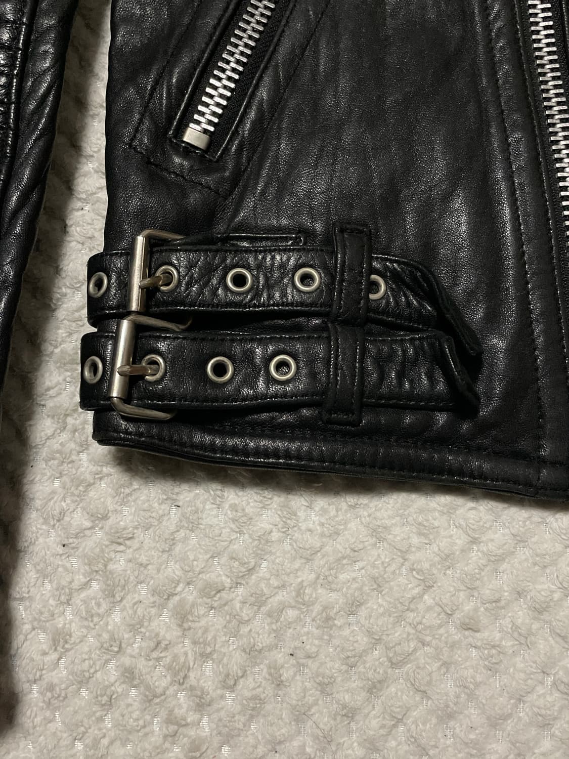 광희시장 웨스턴 무드 램스킨 양가죽 바이커 레더 자켓 상품이미지5