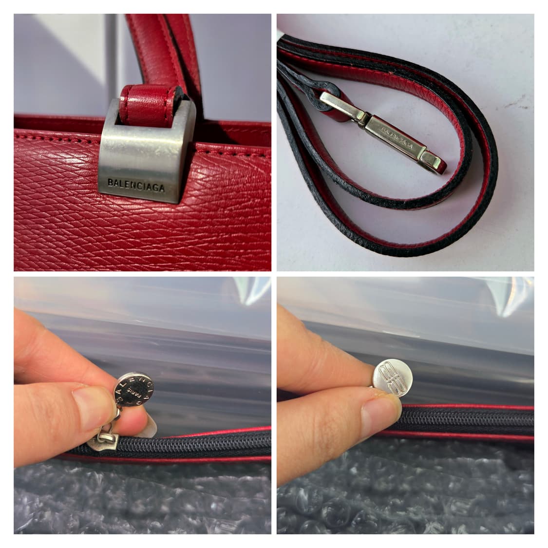 90s Balenciaga Leather 2WAY Dark Red 상품이미지7