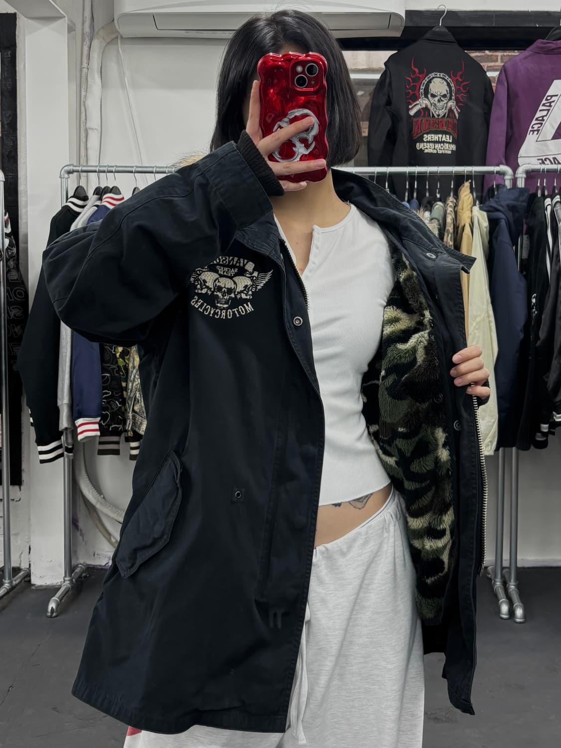 밴슨 레더 퍼 후드 야상 자켓 상품이미지1