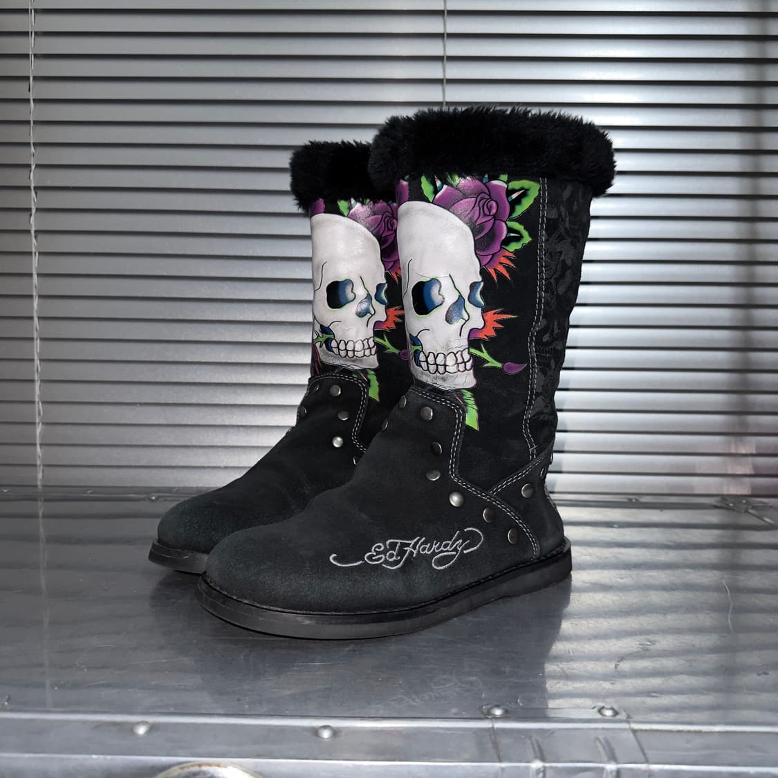00s 레어 에드하디 스웨이드 스컬 타투 부츠 상품이미지2