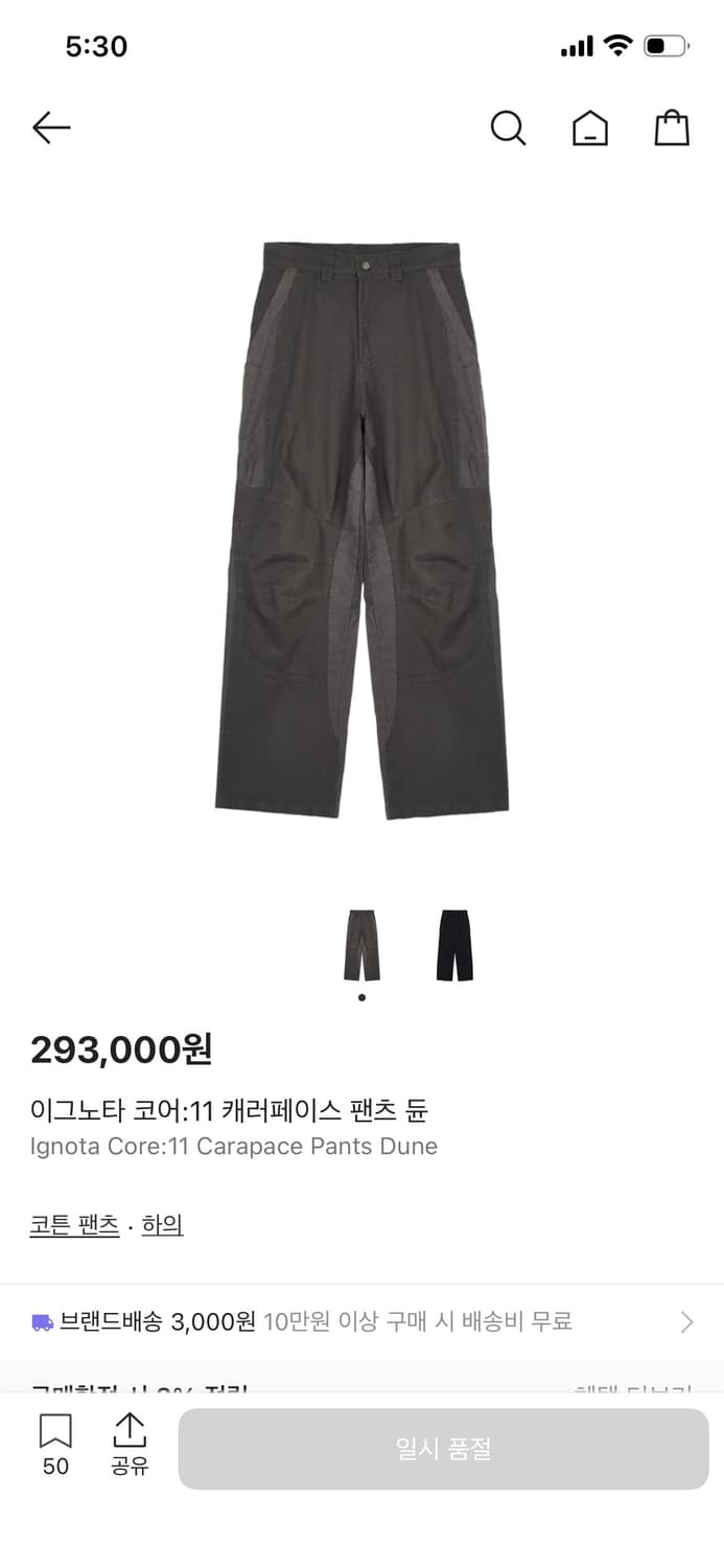 구함/이그노타 코어:11 캐러페이스 팬츠 듄 상품이미지1