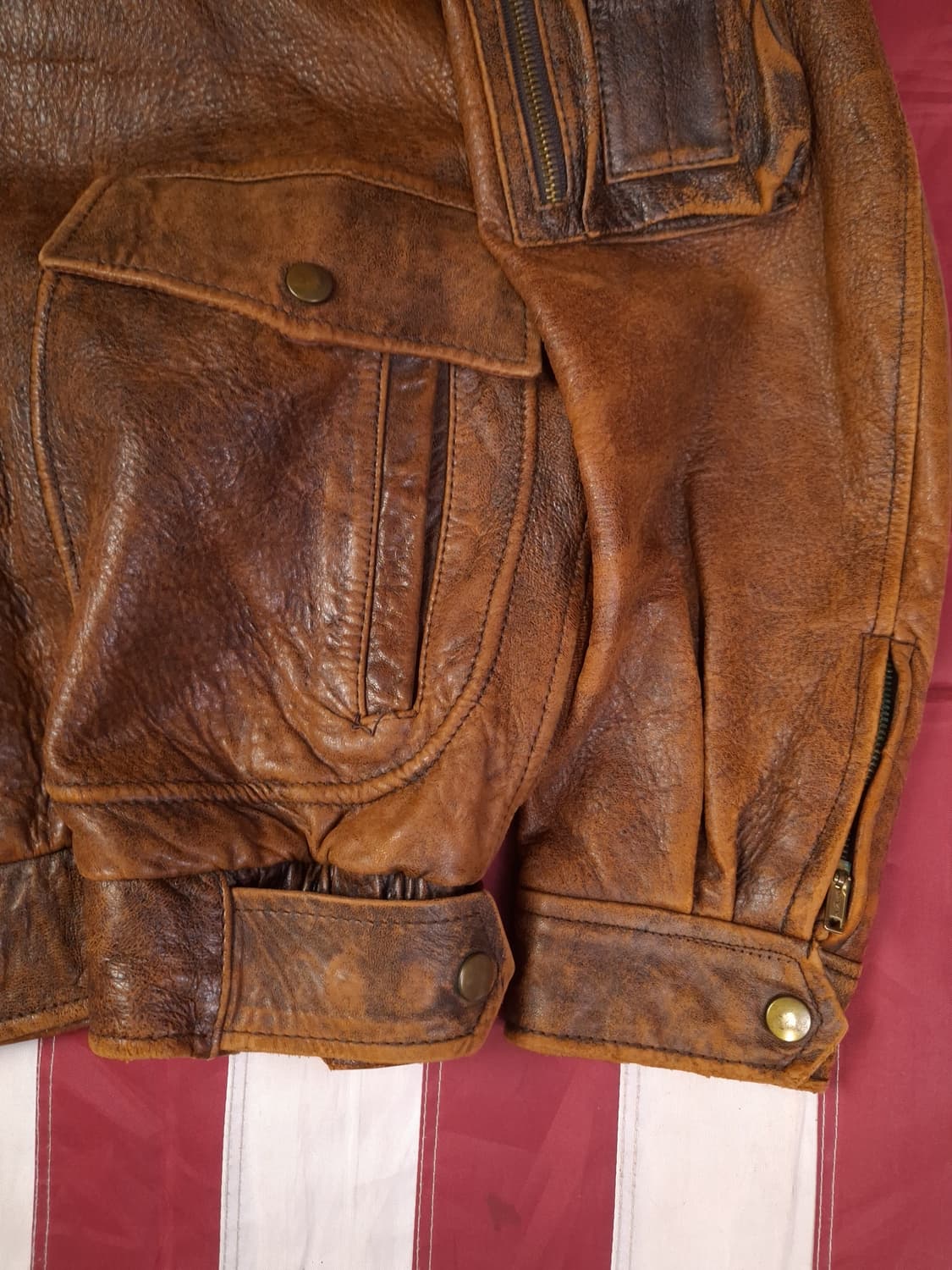 80's 국내산 Little Leathers 리얼레더 항공자켓 상품이미지7