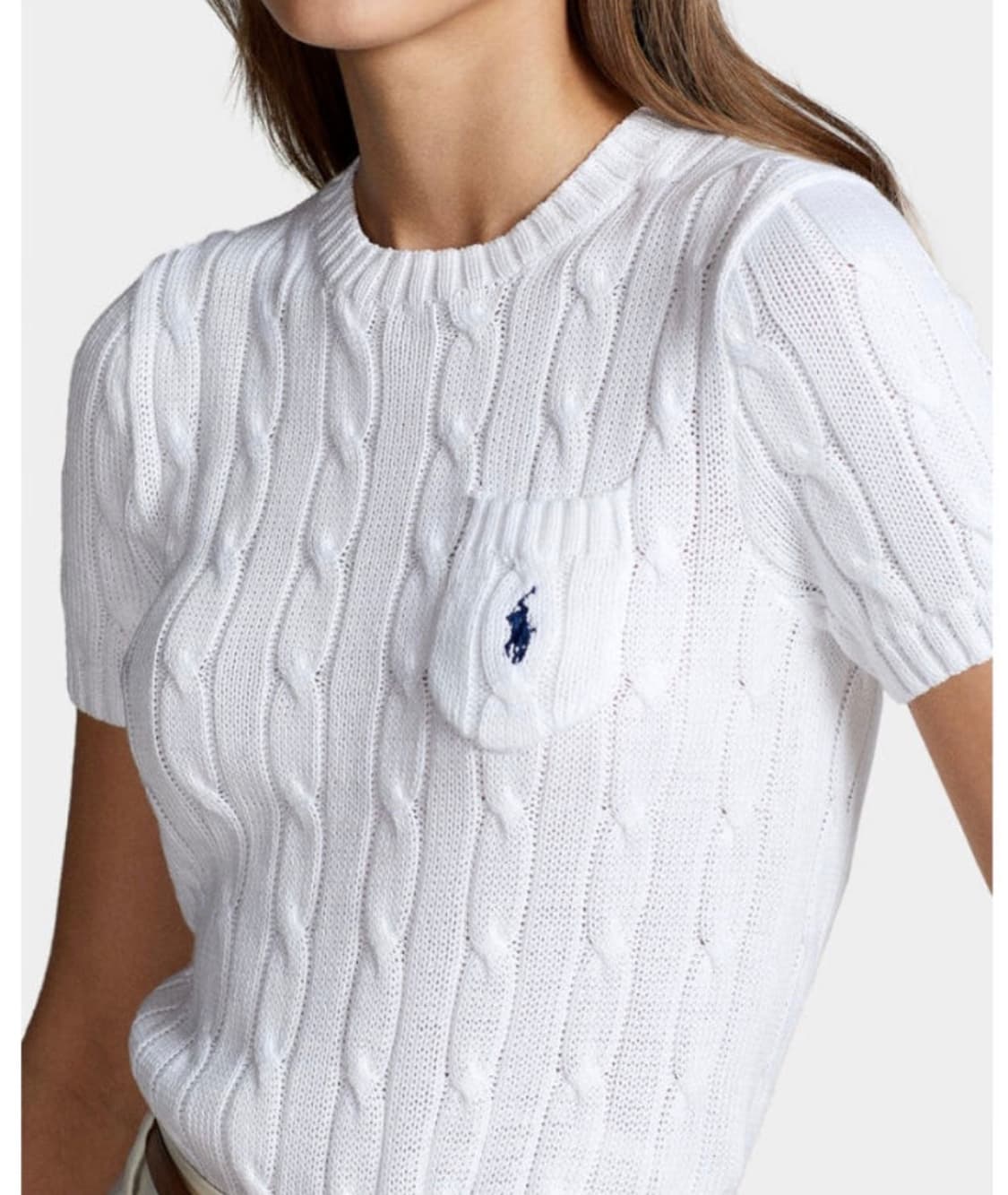 새상품)폴로 랄프로렌 케이블 반팔 니트 화이트 상품이미지1