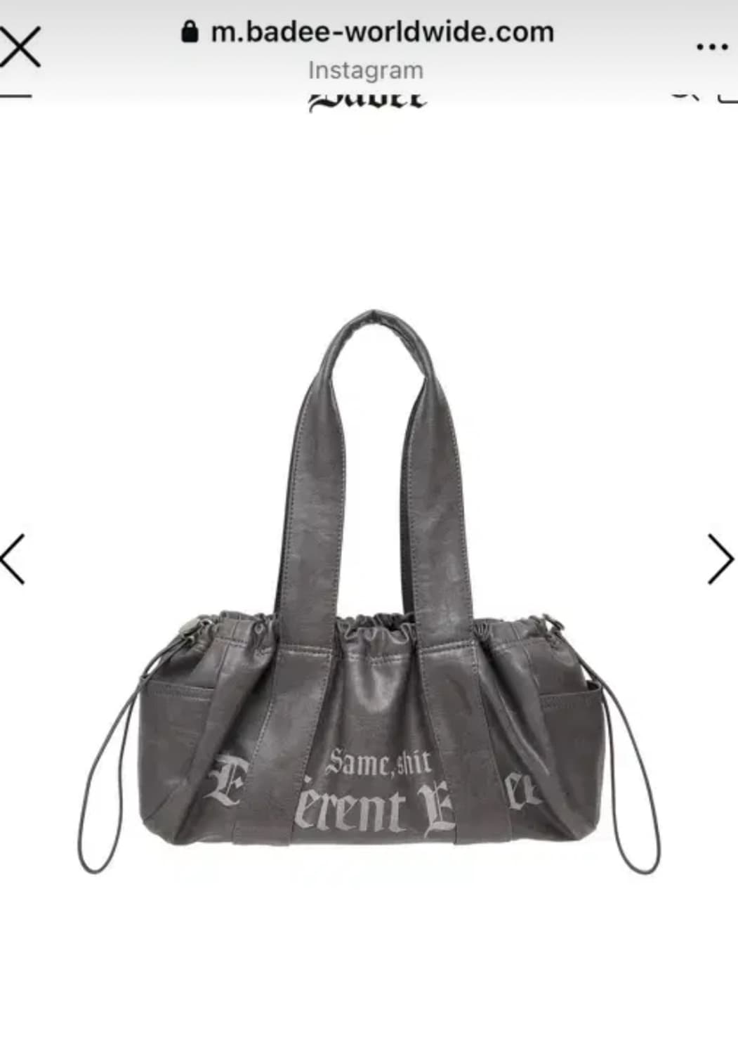 배디 레더 더플백 숄더백 셔링백 차콜 상품이미지1