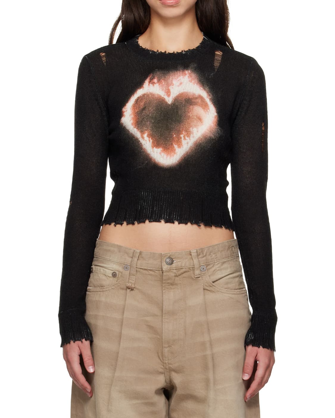 R13 플레이밍 하트 베이비 크루넥 니트 상품이미지2