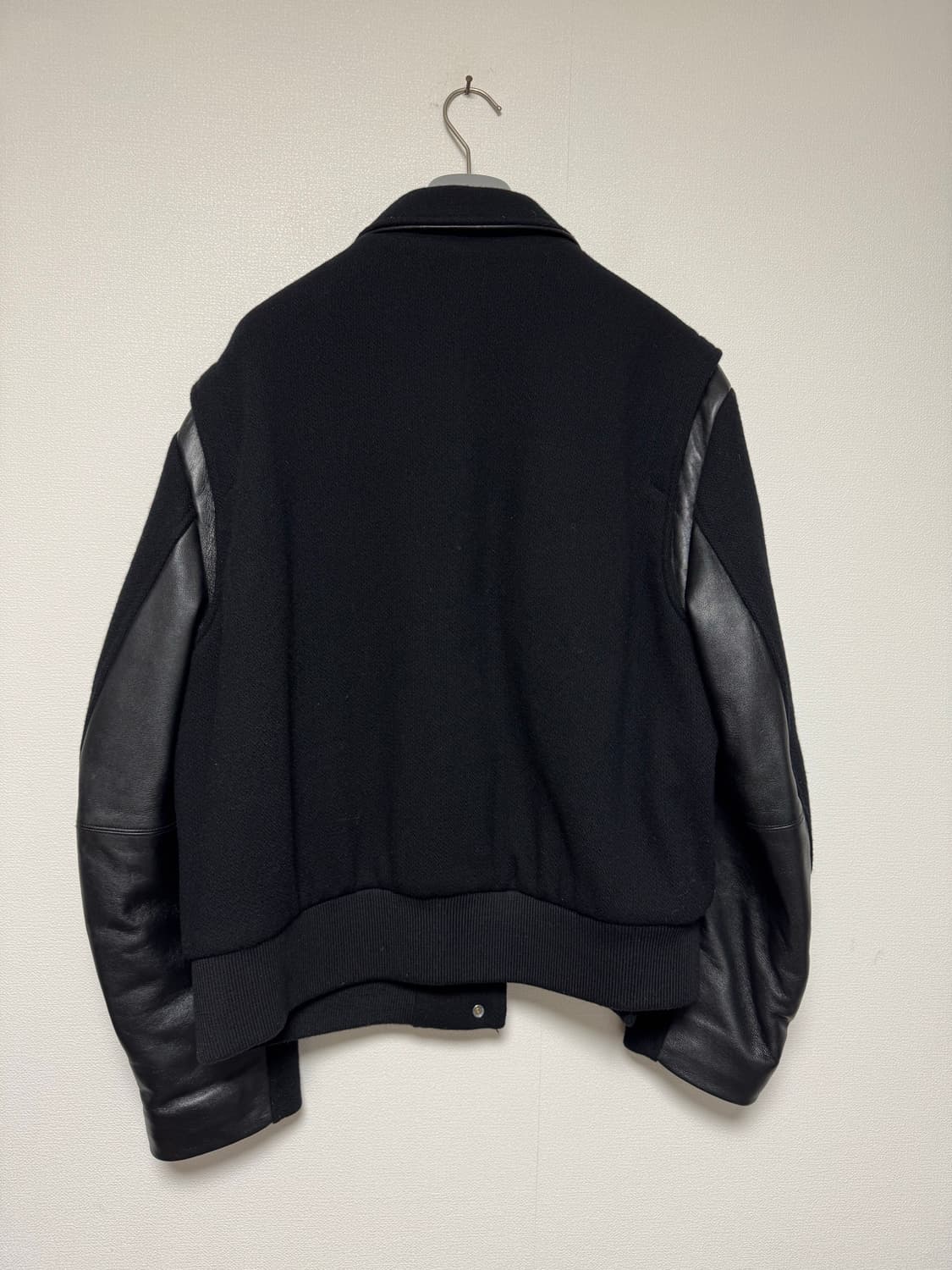 인사일런스X도프제이슨 레더 믹스 울 바시티 자켓 블랙 L 상품이미지3