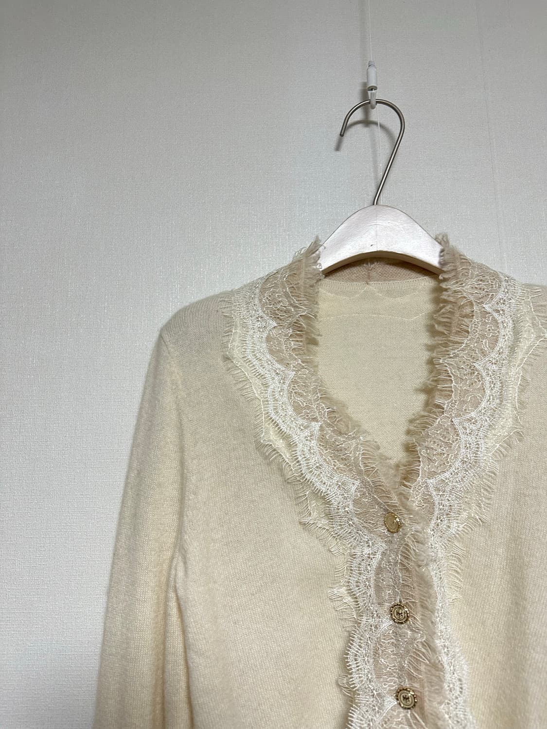 캐시미어100 레이스 가디건 상품이미지3