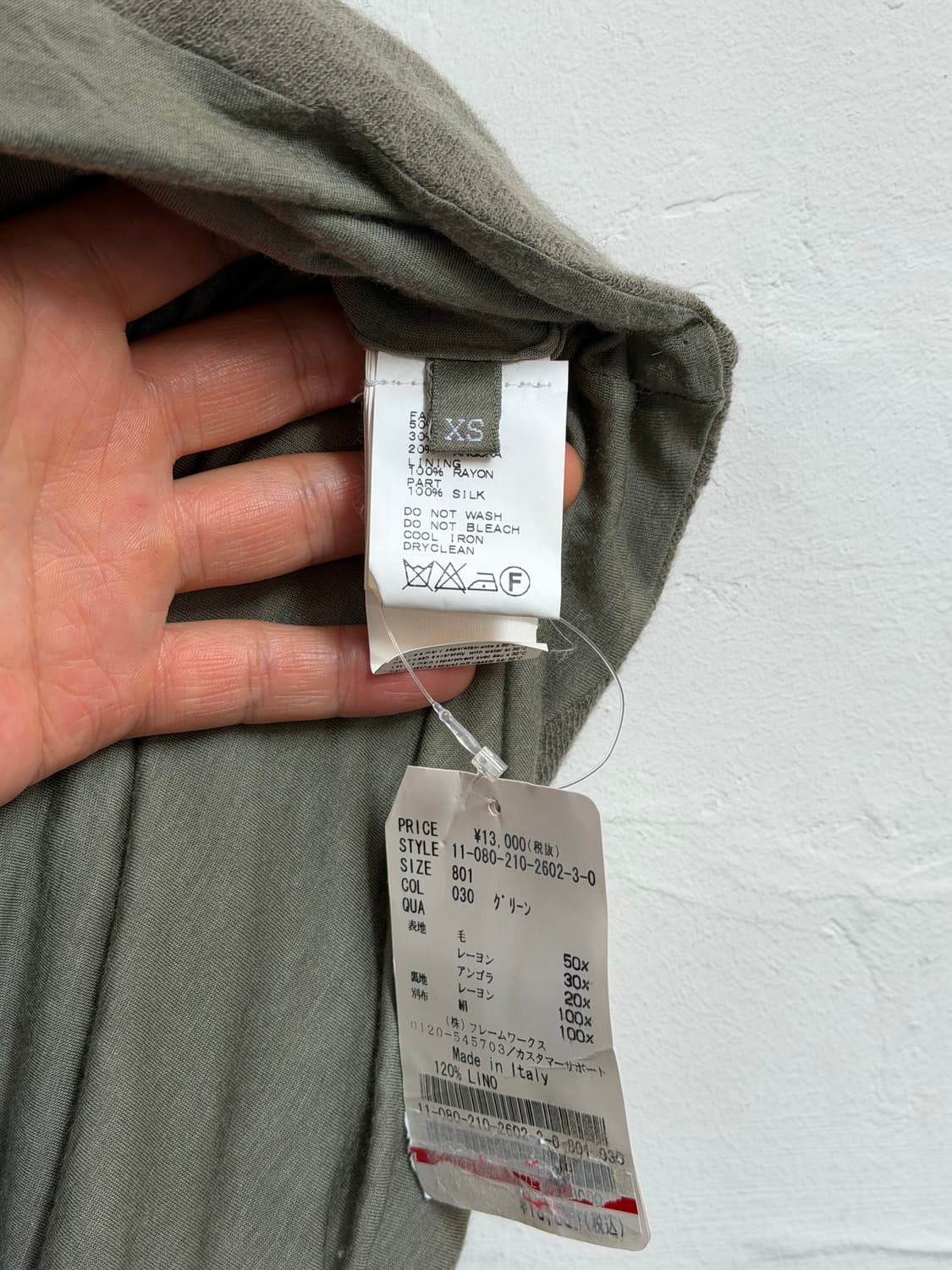 120% Lino Italy 실크 드레이프 슬리브리스 울 혼방 XS 상품이미지5