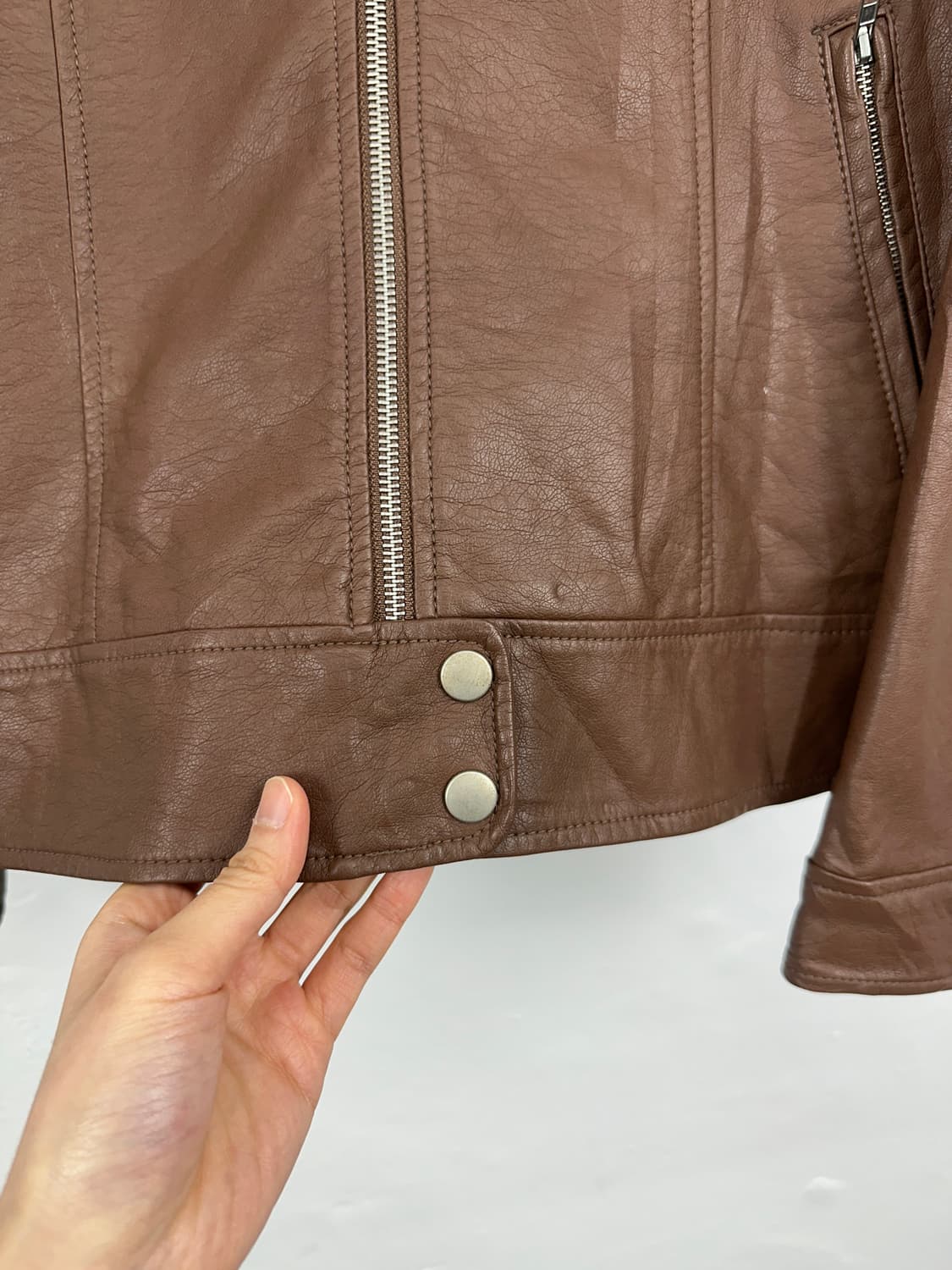 Brown Faux Leather Jacket 상품이미지5
