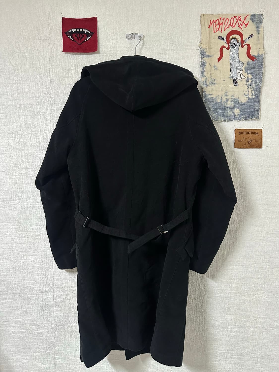 custom culture couture 몰스킨 후디드 드레이프 롱코트 상품이미지7