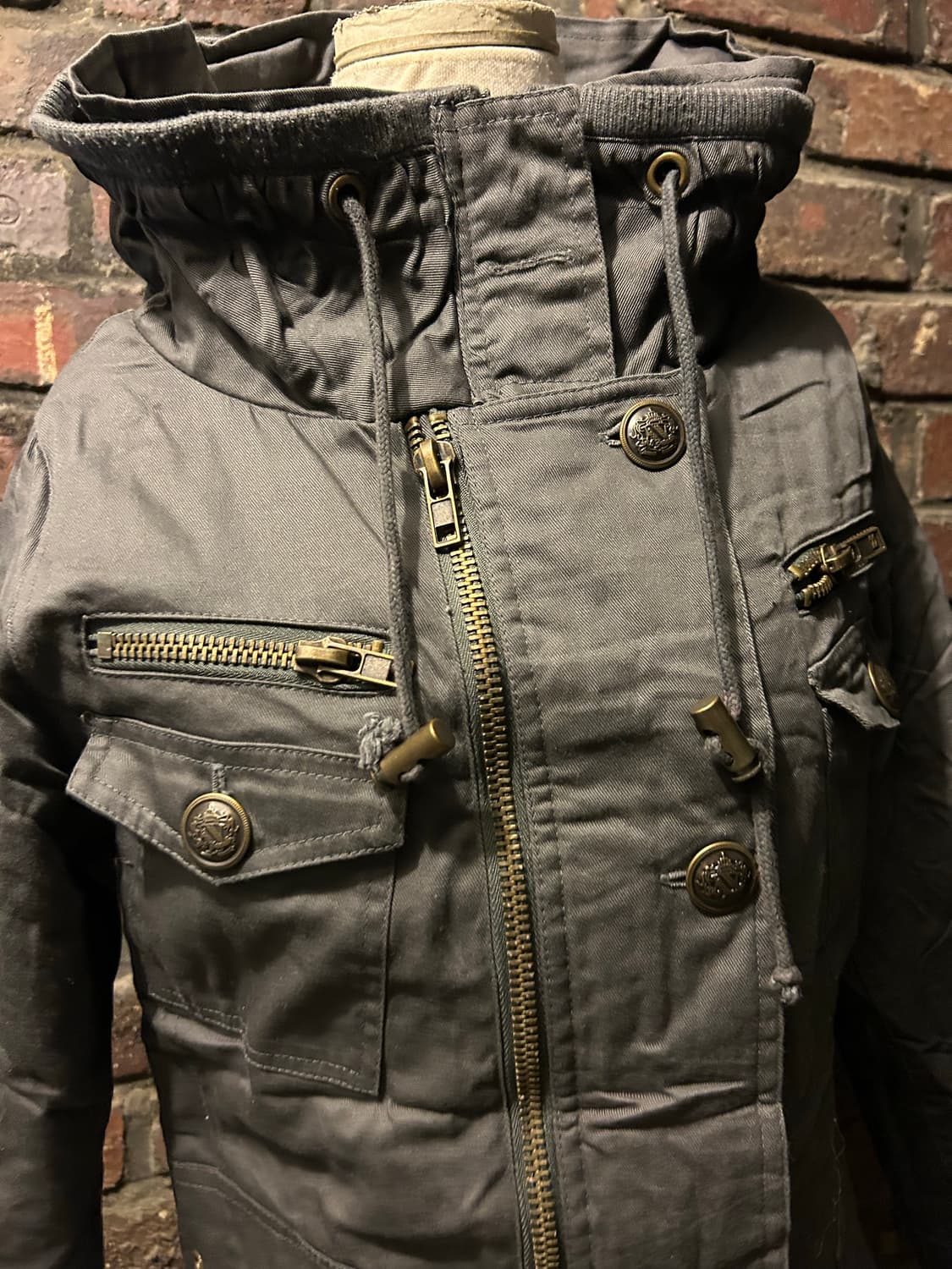 *rare design* 2000s 보노넥 그레이 버튼 야상 자켓 상품이미지2