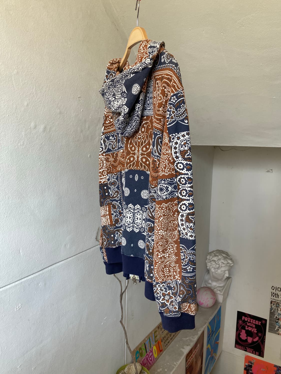 투웨이 페이즐리 쮸리 면소재 후드집업 상품이미지7