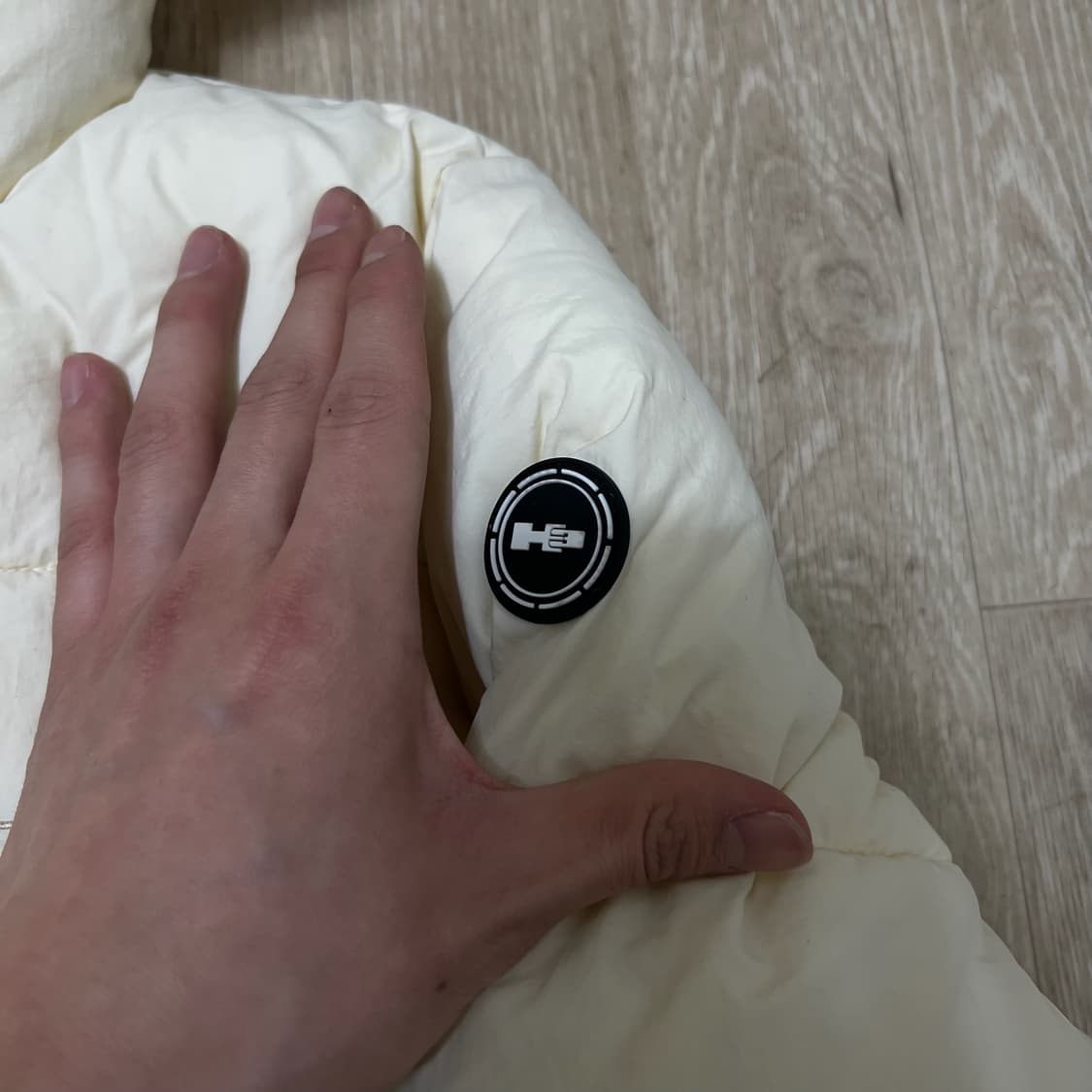 험머 남성 로고 화이트 후드 패딩 XL/105  상품이미지6