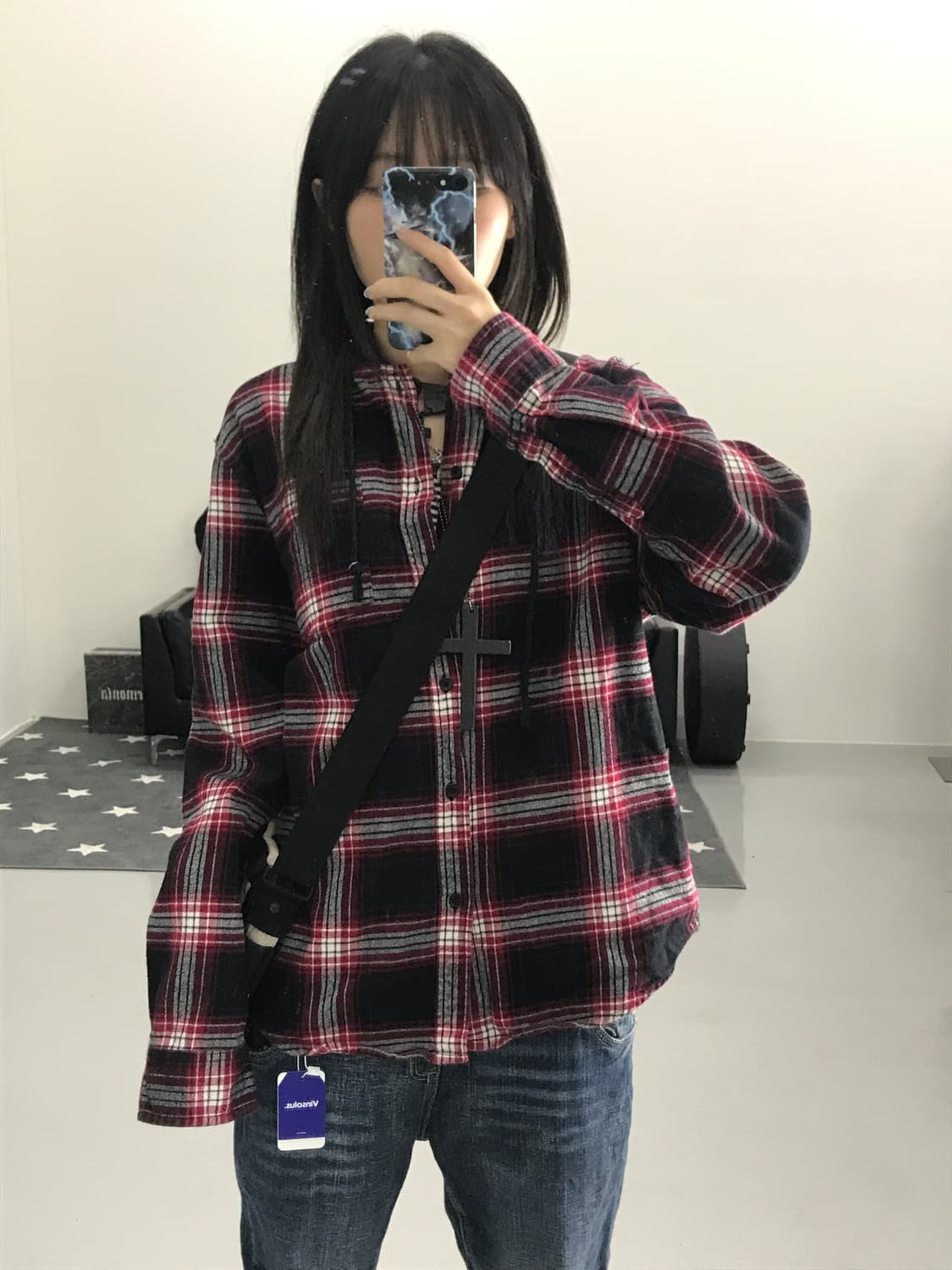 포에버21 후드 체크남방 상품이미지2
