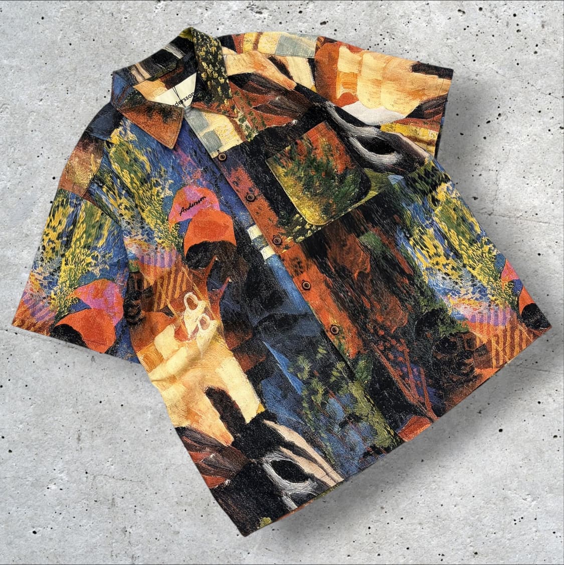 [XL] 앤더슨벨 튀니지 아트 프린트 반팔 셔츠 D368 상품이미지1