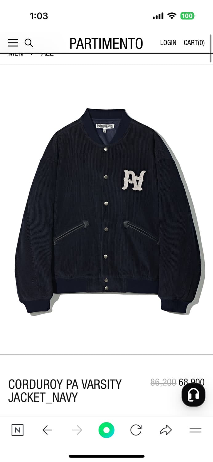 파르티멘토 CORDUROY PA VARSITY JACKET_NAVY 상품이미지4