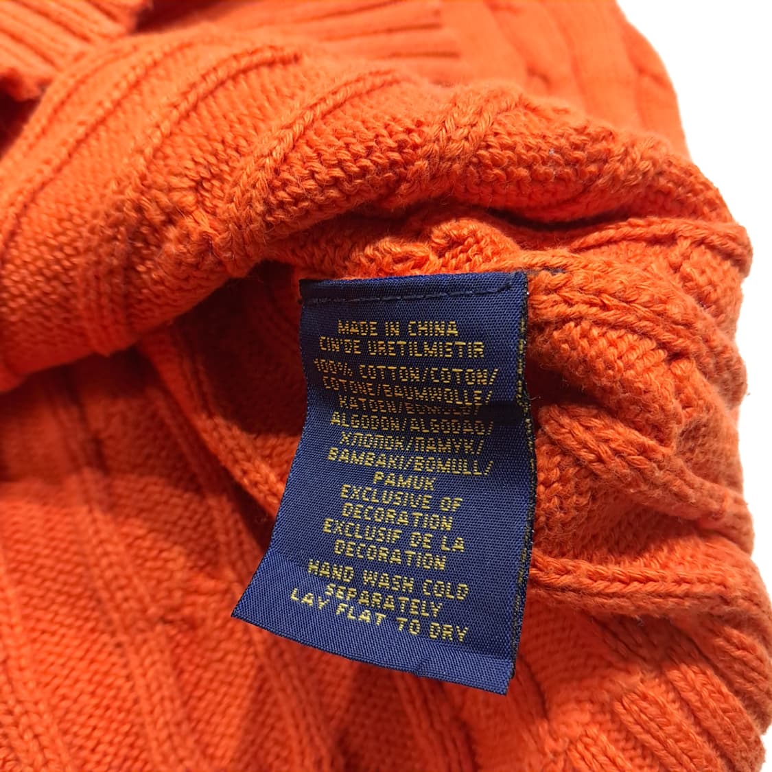 CL347 XL 폴로 00s 코튼 케이블 브이넥 오렌지 니트 스웨터 상품이미지5