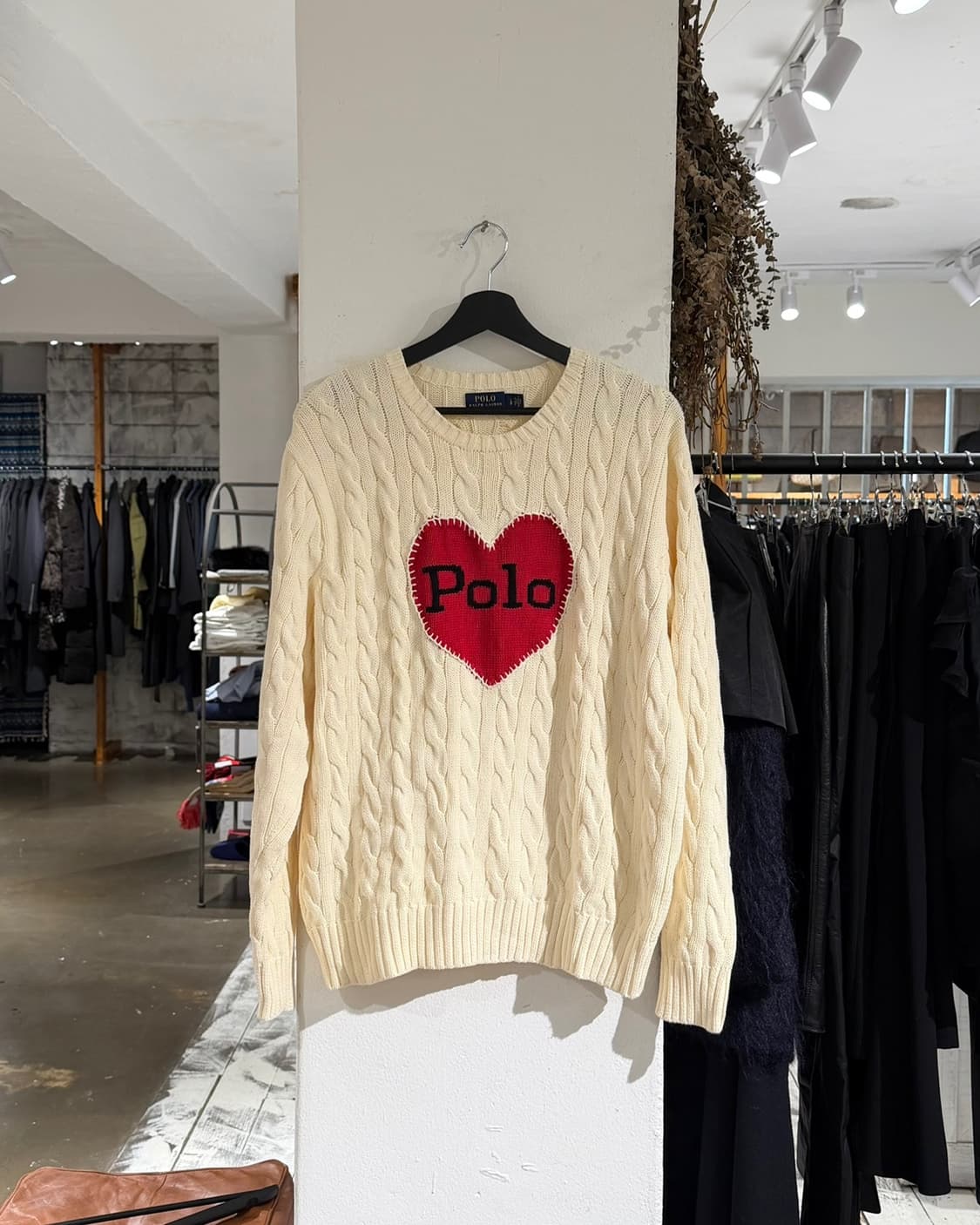 폴로 랄프로렌 아이보리 하트 케이블 니트 스웨터 상품이미지1
