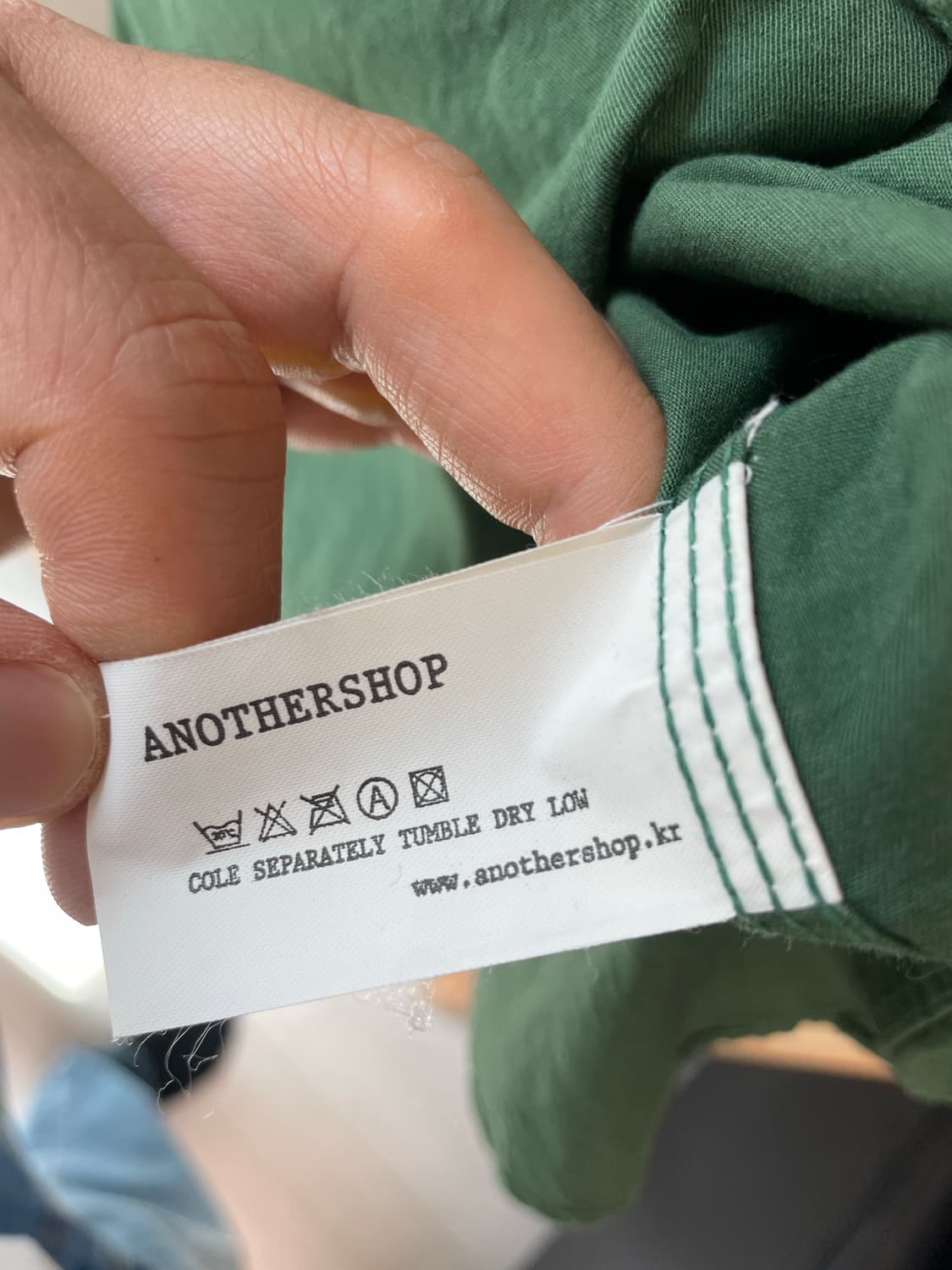 ANOTHERSHOP 코튼 버튼다운 셔츠 (그린) 상품이미지4