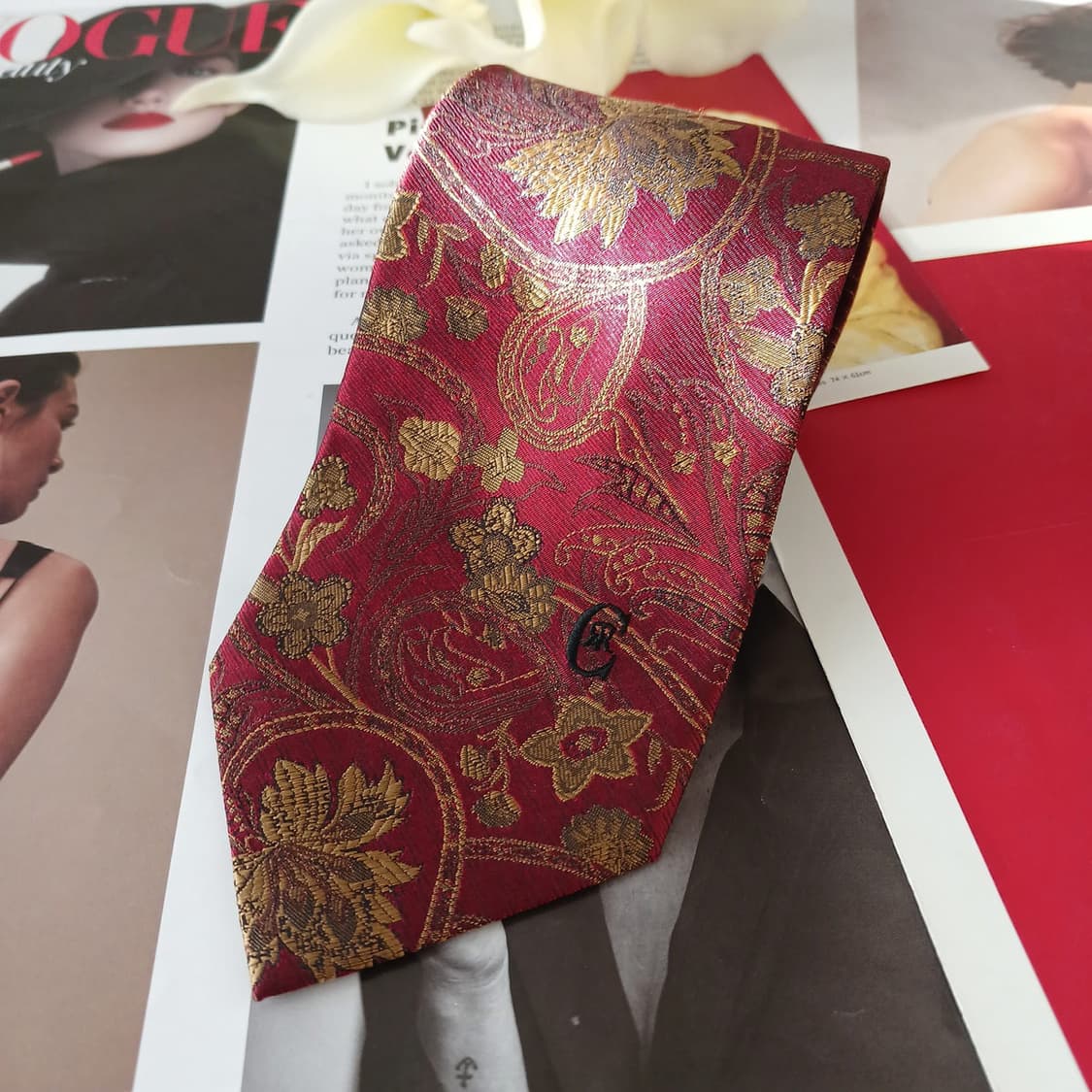 세루티 실크 페이즐리 리프 자카드 넥타이 8.7cm A+등급 A19281 상품이미지2