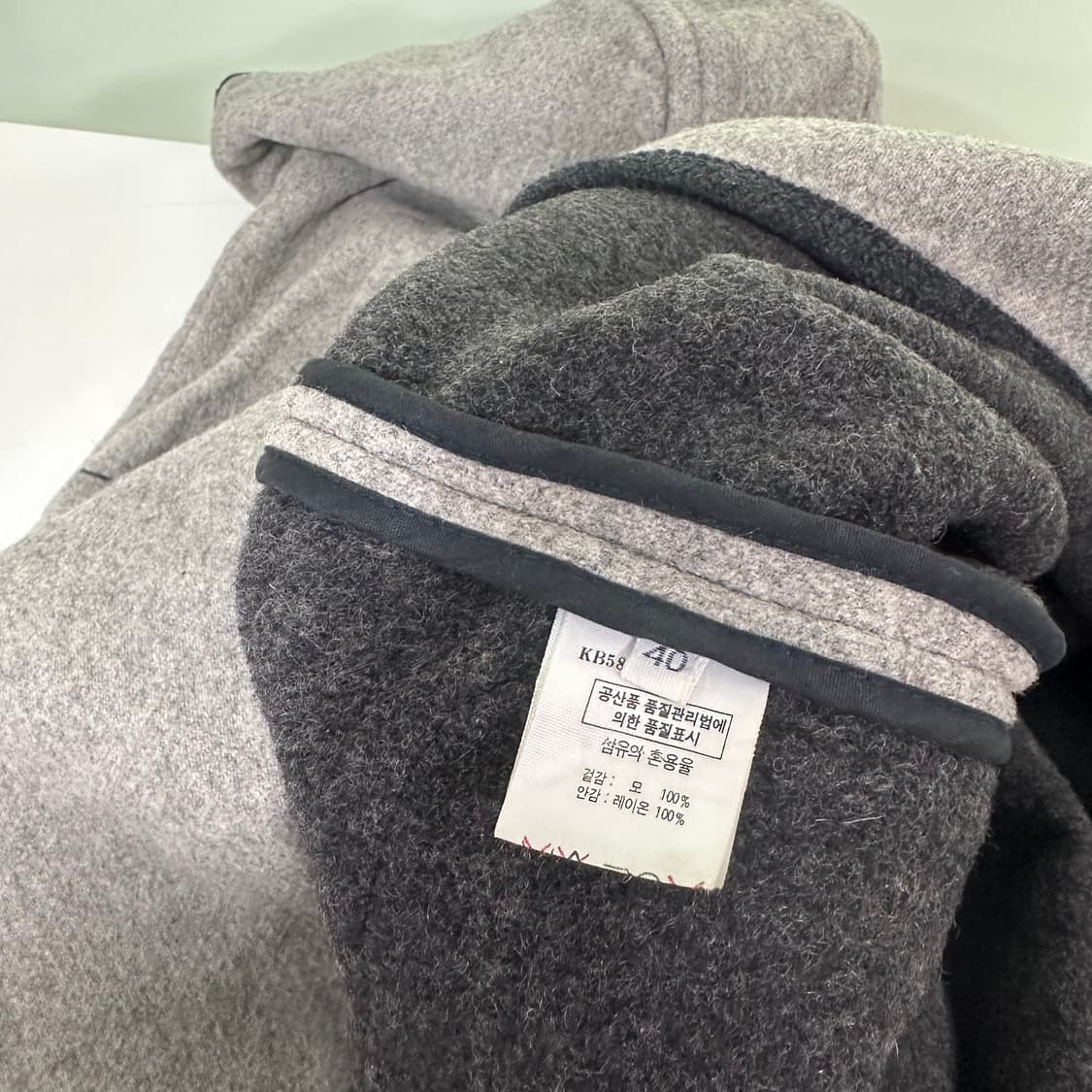 100 베네통 그레이 스티치 떡볶이 더플코트 상품이미지9