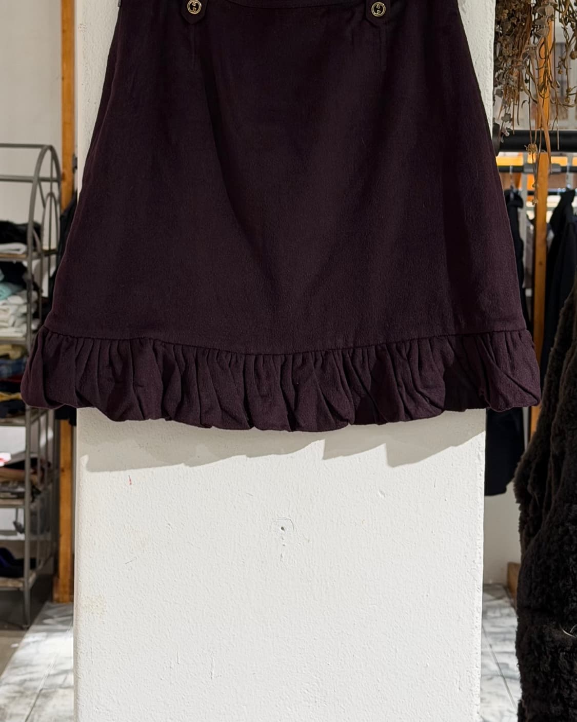 구찌 버건디 앙고라 캐시미어 게더링 투포켓 미니스커트 상품이미지6