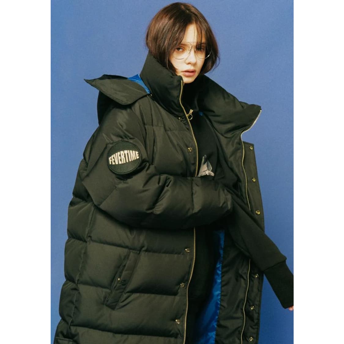 피버타임 블루오버블루 콜라보 고등어 패치 롱패딩 상품이미지6
