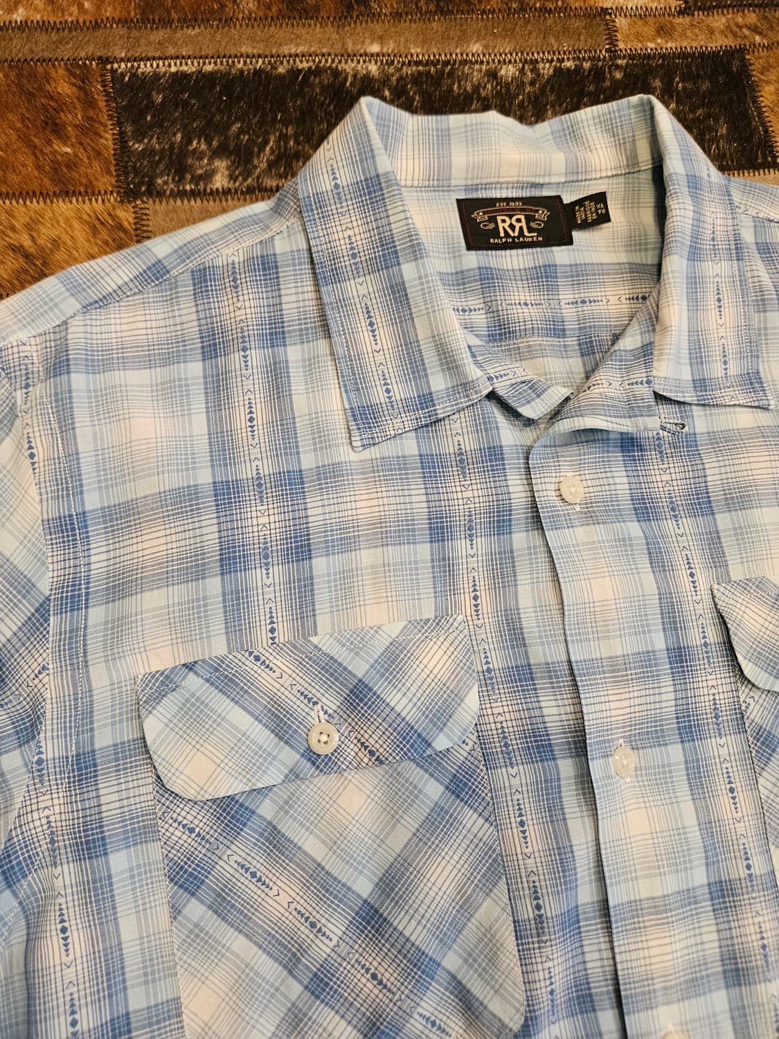 더블알엘 체크 자수 셔츠 상품이미지3