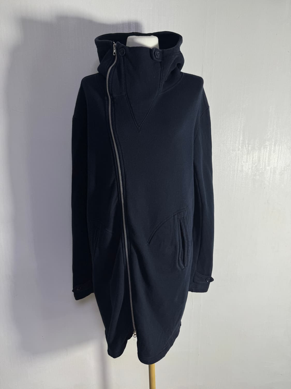 Cabane de zucca 스웻 롱 후드 비대칭 집업 자켓 상품이미지2