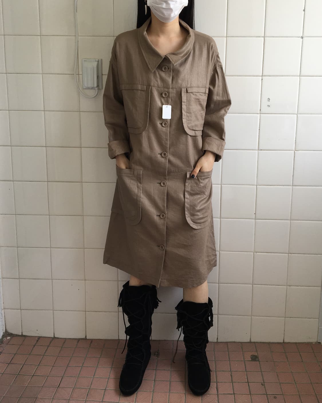 Hiroko koshino glossy tied coat 상품이미지1