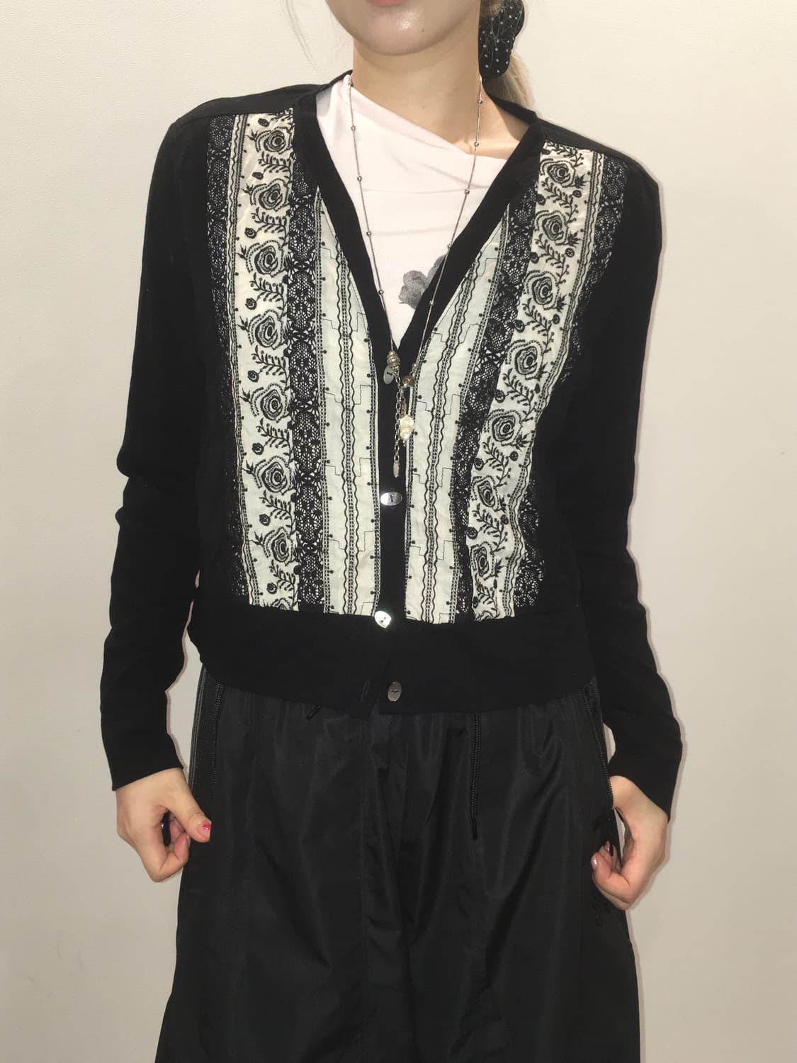 jpn vintage black unique lace cardigan 상품이미지2