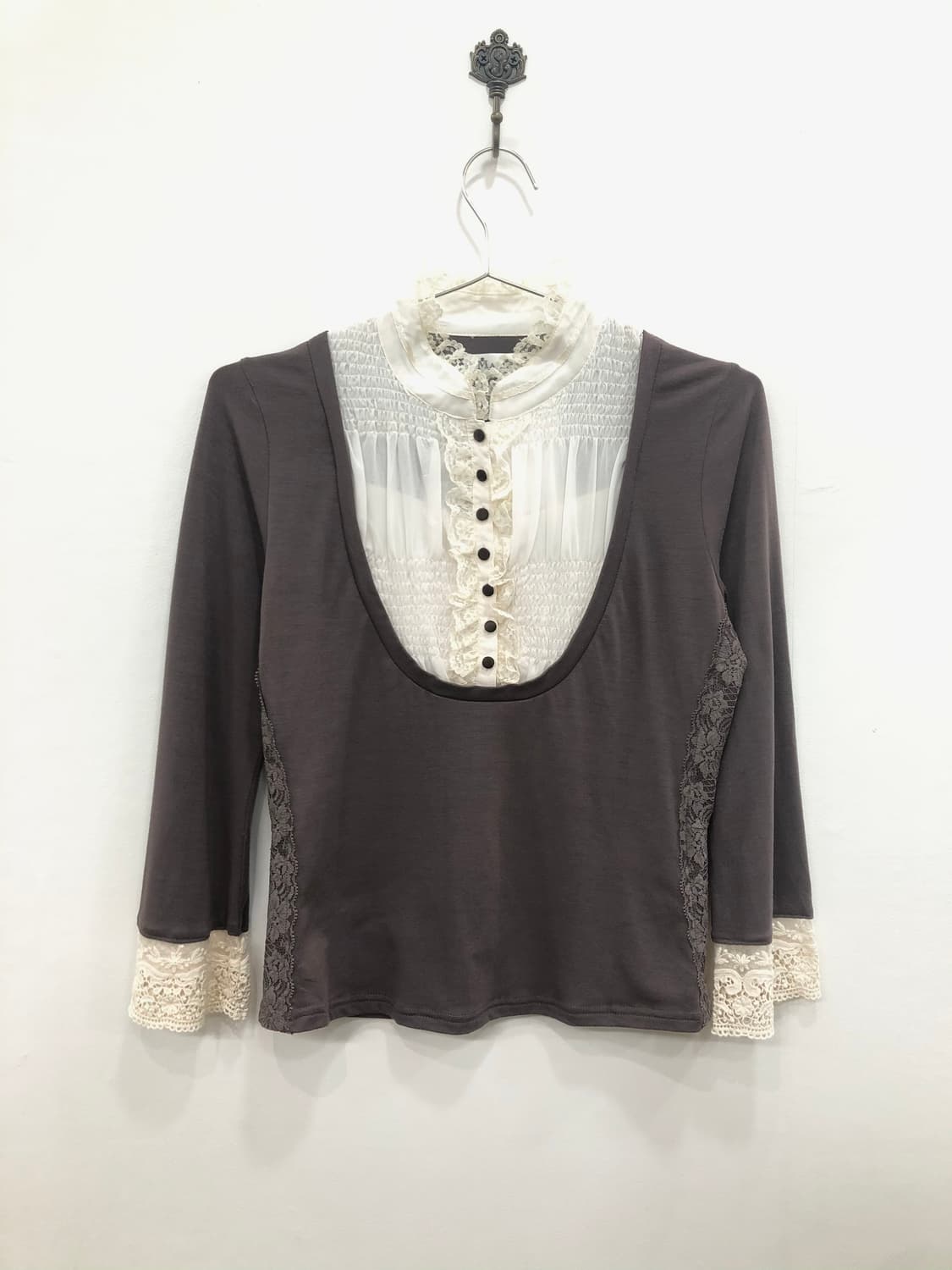 muted purple shirt layered long sleeve 상품이미지1