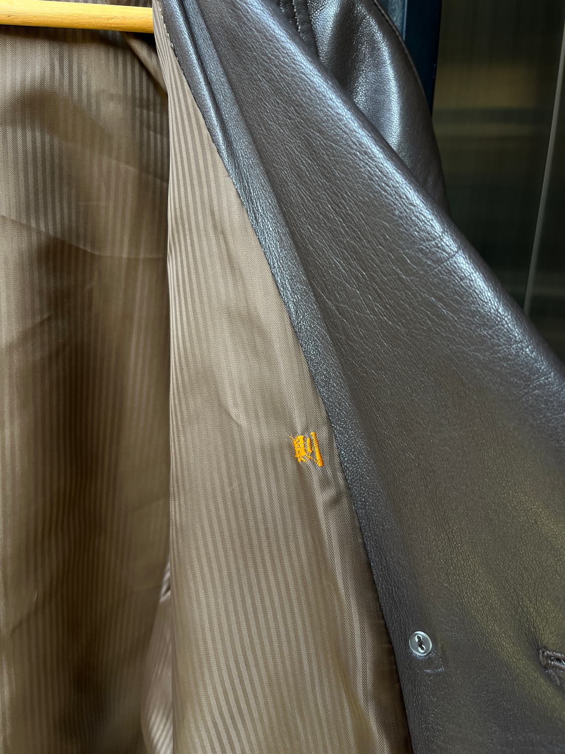 90s Genuine Lambskin 양가죽 더블브레스트 자켓 브라운 상품이미지10