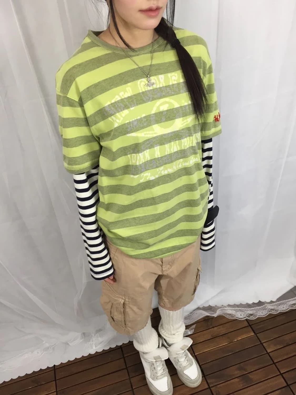 Tommy Hilfiger Green Stripe Tee 상품이미지2