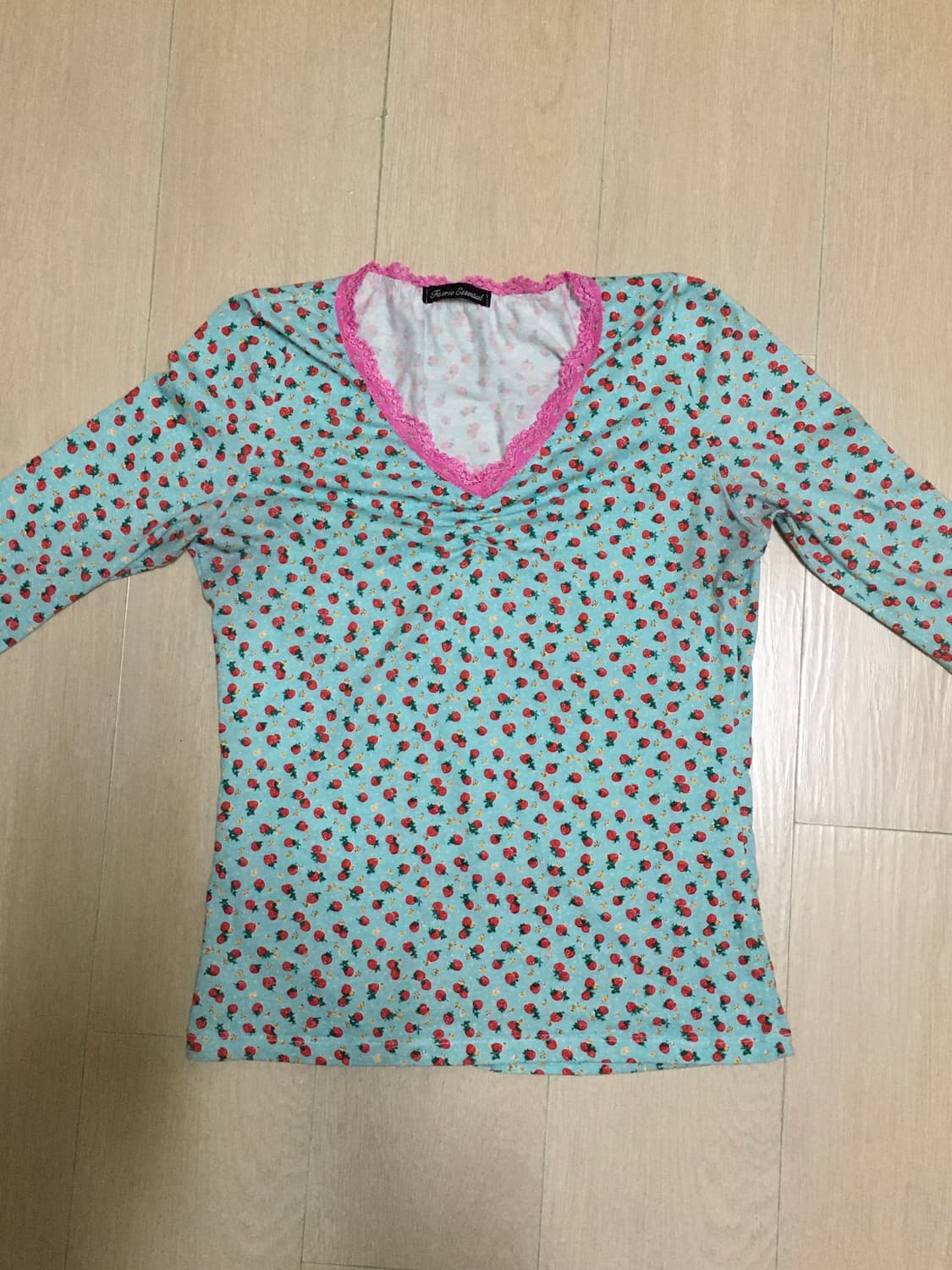 [당일배송] 샵페어리 스트로베리 레이스 탑 민트,샵페어리 티셔츠 상품이미지2