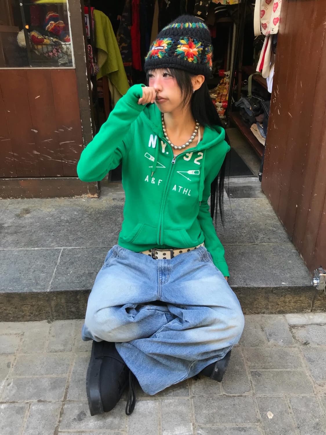 Abercrombie Green Hood Zip-Up 상품이미지1