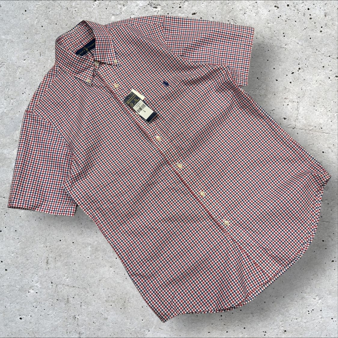 [S] 폴로 랄프로렌 레드 네이비 체크 반팔 셔츠 B779 상품이미지1
