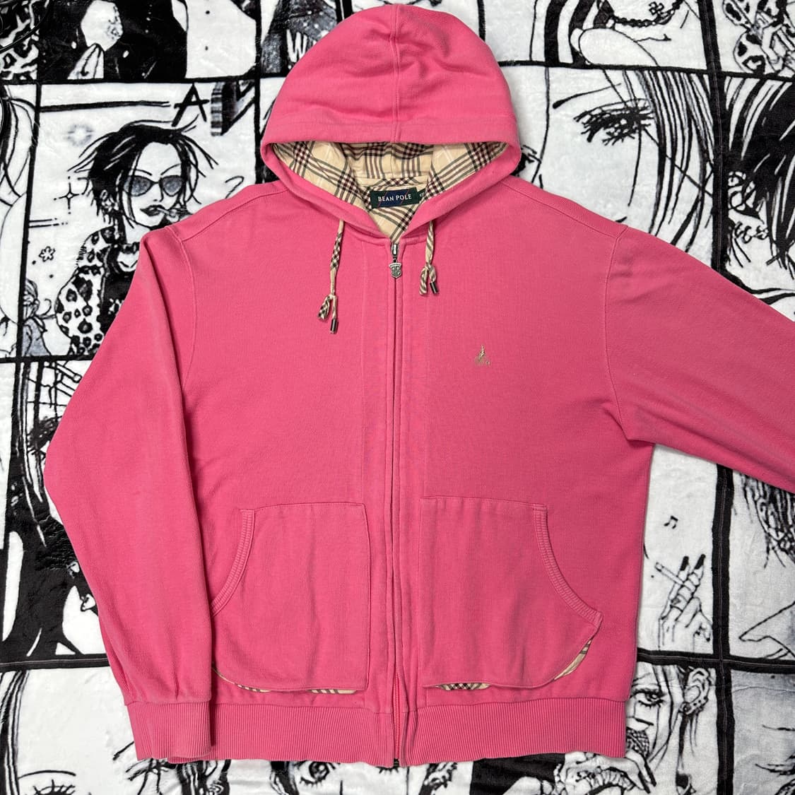 빈폴 핑크 노바체크 후드집업 상품이미지2