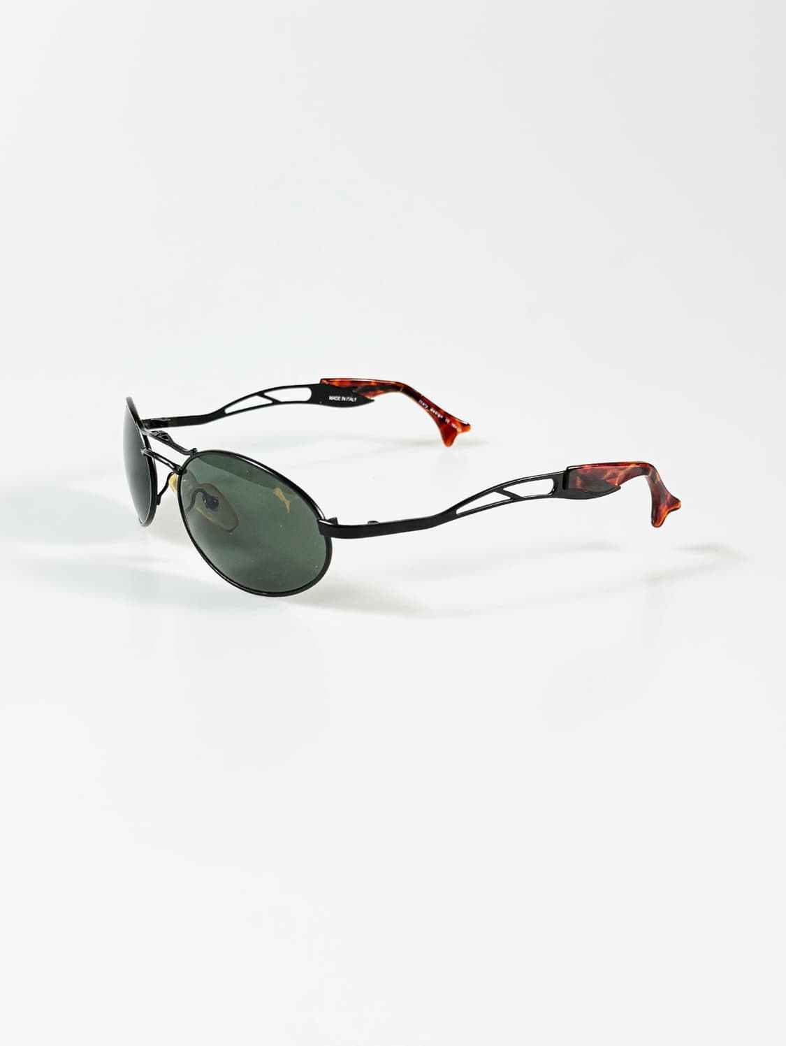 90s PUMA 블랙 슬림 오벌 더블 브릿지 빈티지 선글라스 상품이미지3