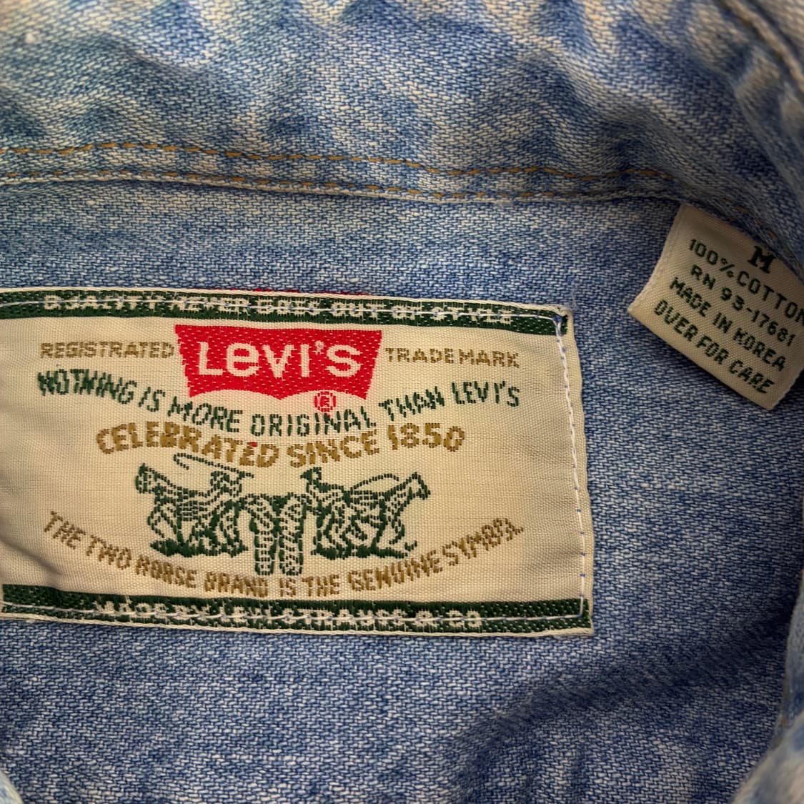 Levi's  리바이스 90,s 오렌지탭 워시드 데님셔츠  상품이미지5