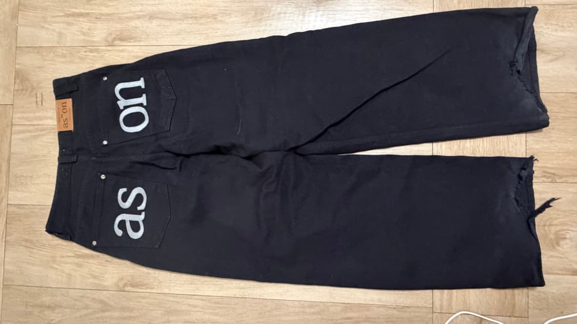 애즈온 블랙 와이드 팬츠 상품이미지1