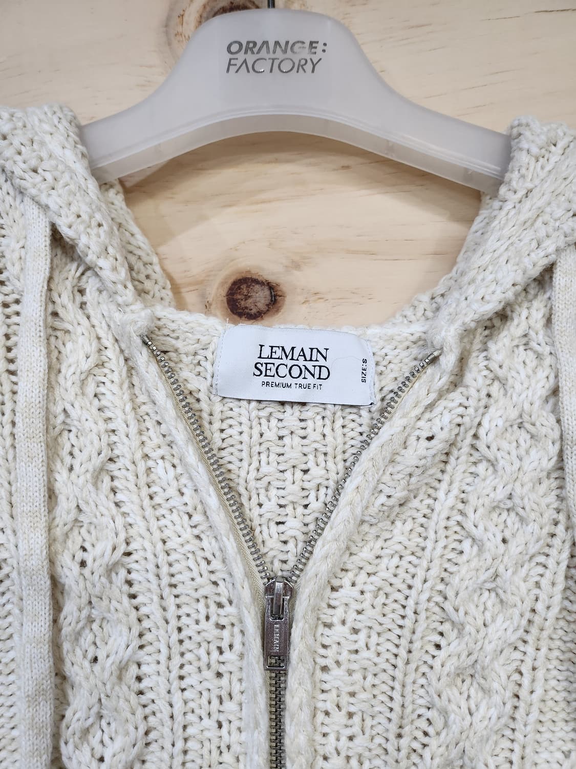 1045) 르메인세컨드 아란 후드 니트 집업 상품이미지3