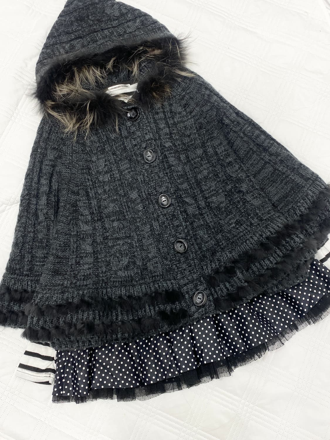 ꒰ঌ 도트 블랙 캣 케이프 세트 ໒꒱ 상품이미지4